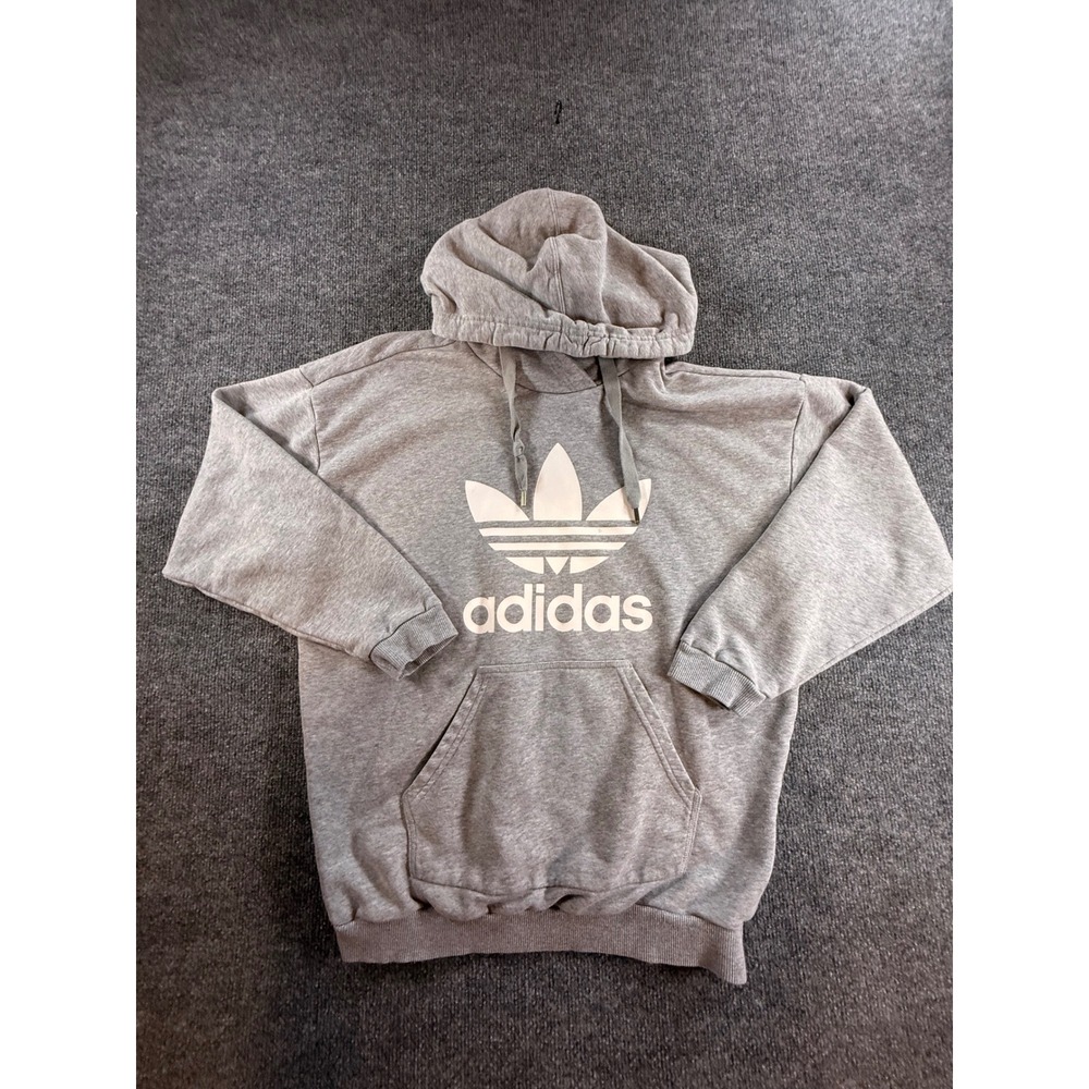 Adidas Originals Trefoil Hoodie Mens Medium Gray Pullover Sweatshirt Logo